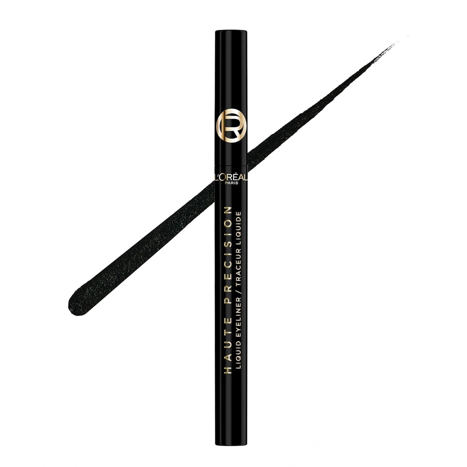 L'Oreal Paris Haute Precision Waterproof Liquid Eyeliner in Black Silk with a swatch