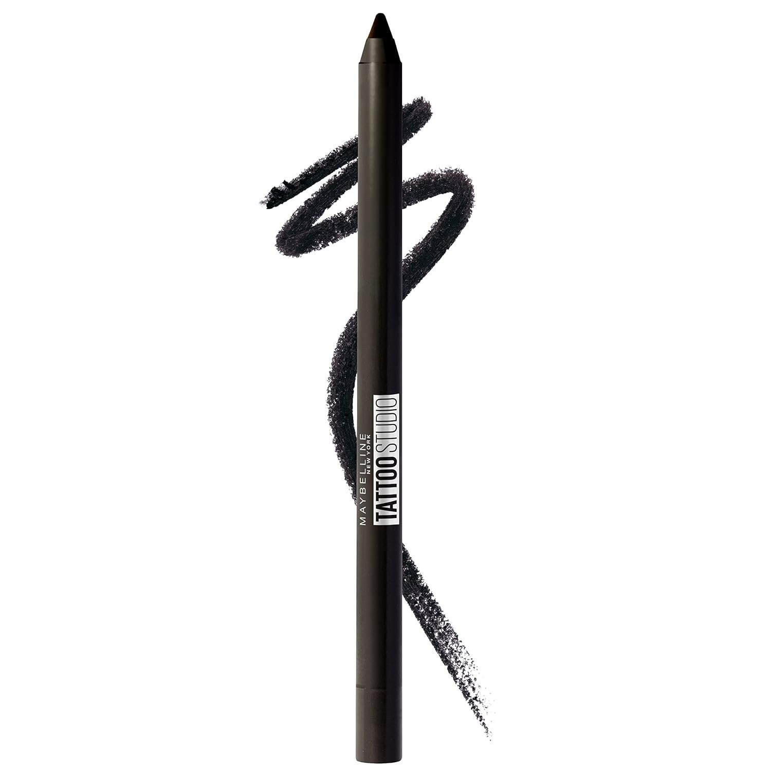 Maybelline TattooStudio Sharpenable Gel Pencil eyeliner in Deep Onyx with a swatch