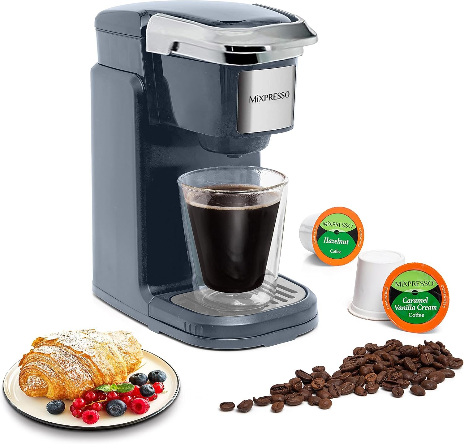 Mixpresso single serve coffee maker for K cup pods and ground coffee