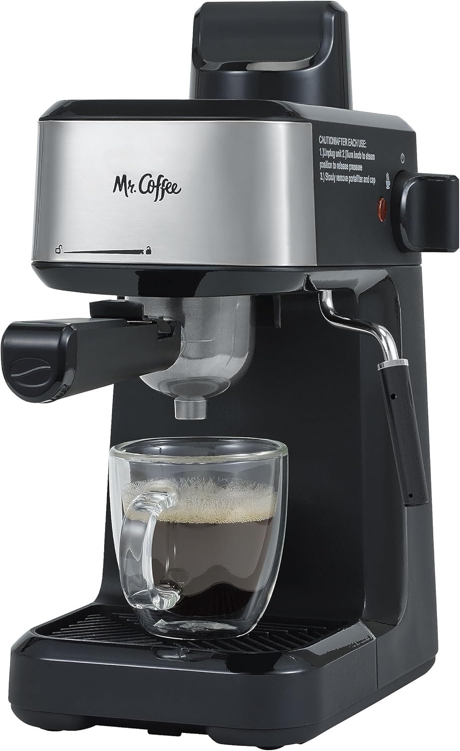 Mr. Coffee 4-shot steam espresso cappuccino and latte maker with frothing pitcher