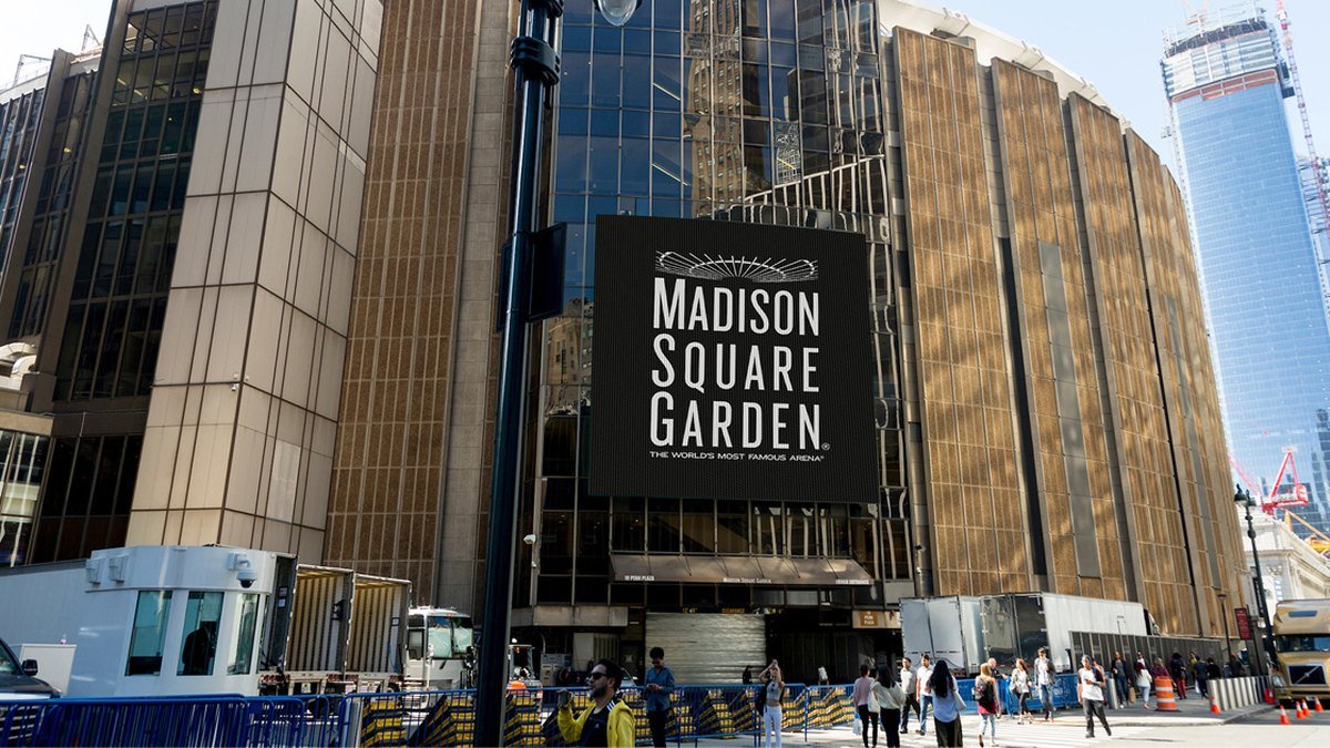 Madison Square Garden entrance in Manhattan, home of the New York Knicks