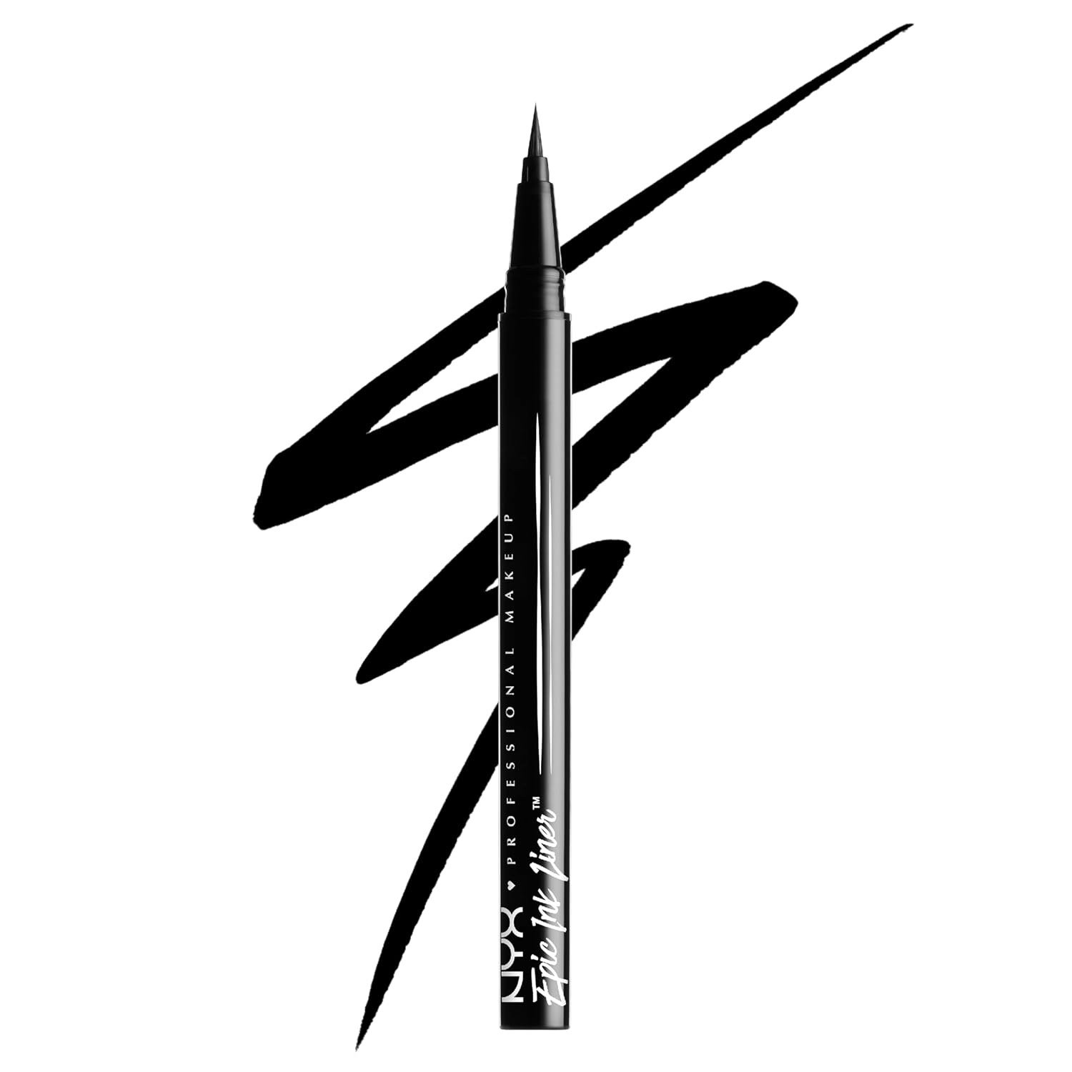 NYX Professional Makeup Epic Ink Liner waterproof liquid eyeliner in black with a swatch