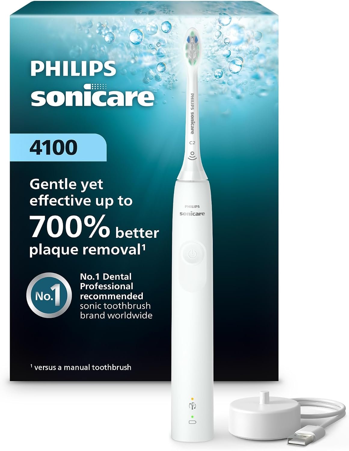 Philips Sonicare 4100 rechargeable electric toothbrush in white