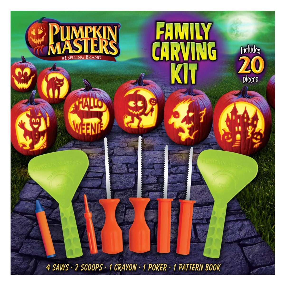 Pumpkin Masters pumpkin carving kit with carving tools and stencil patterns