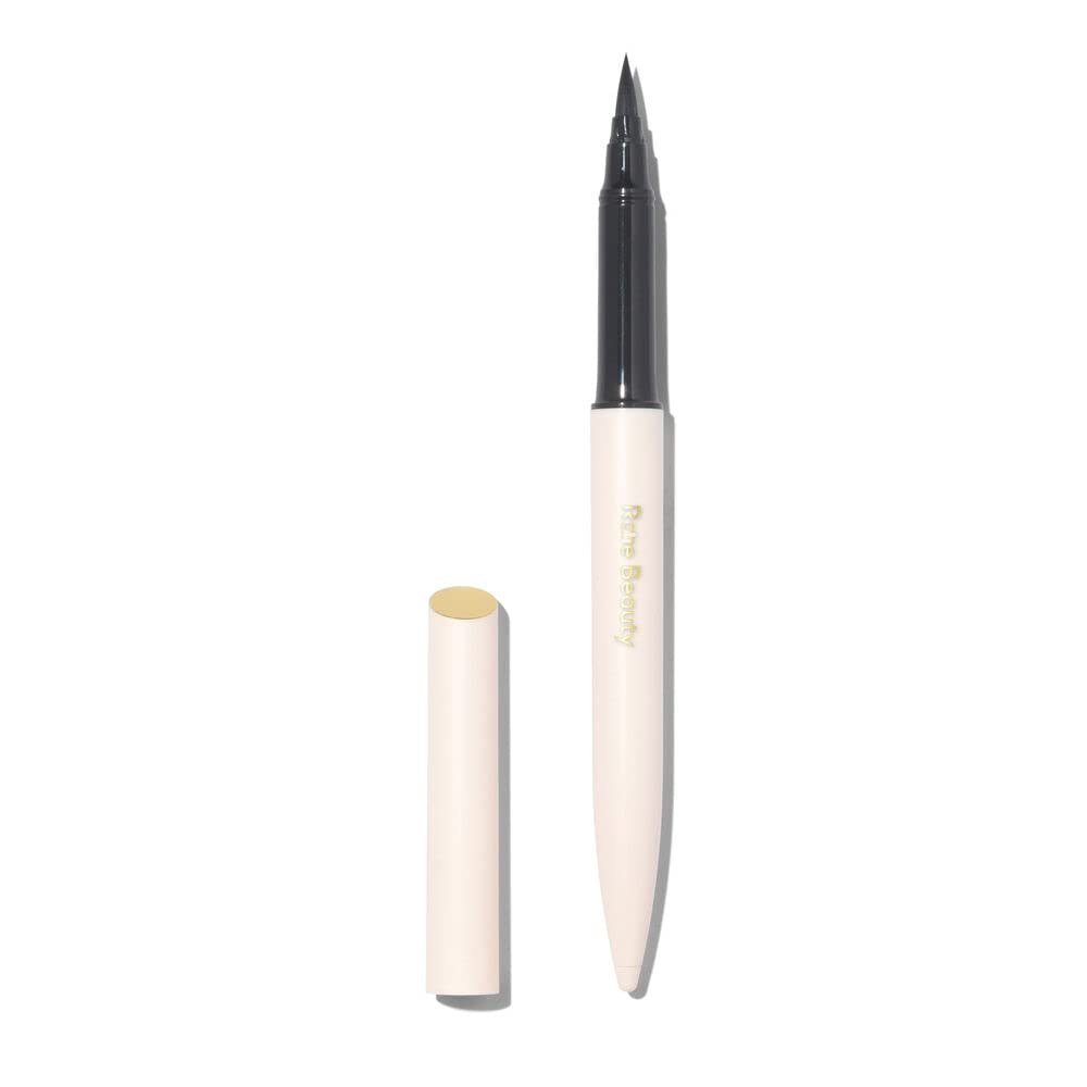 Rare Beauty Perfect Strokes Matte Liquid Liner in black with the cap off