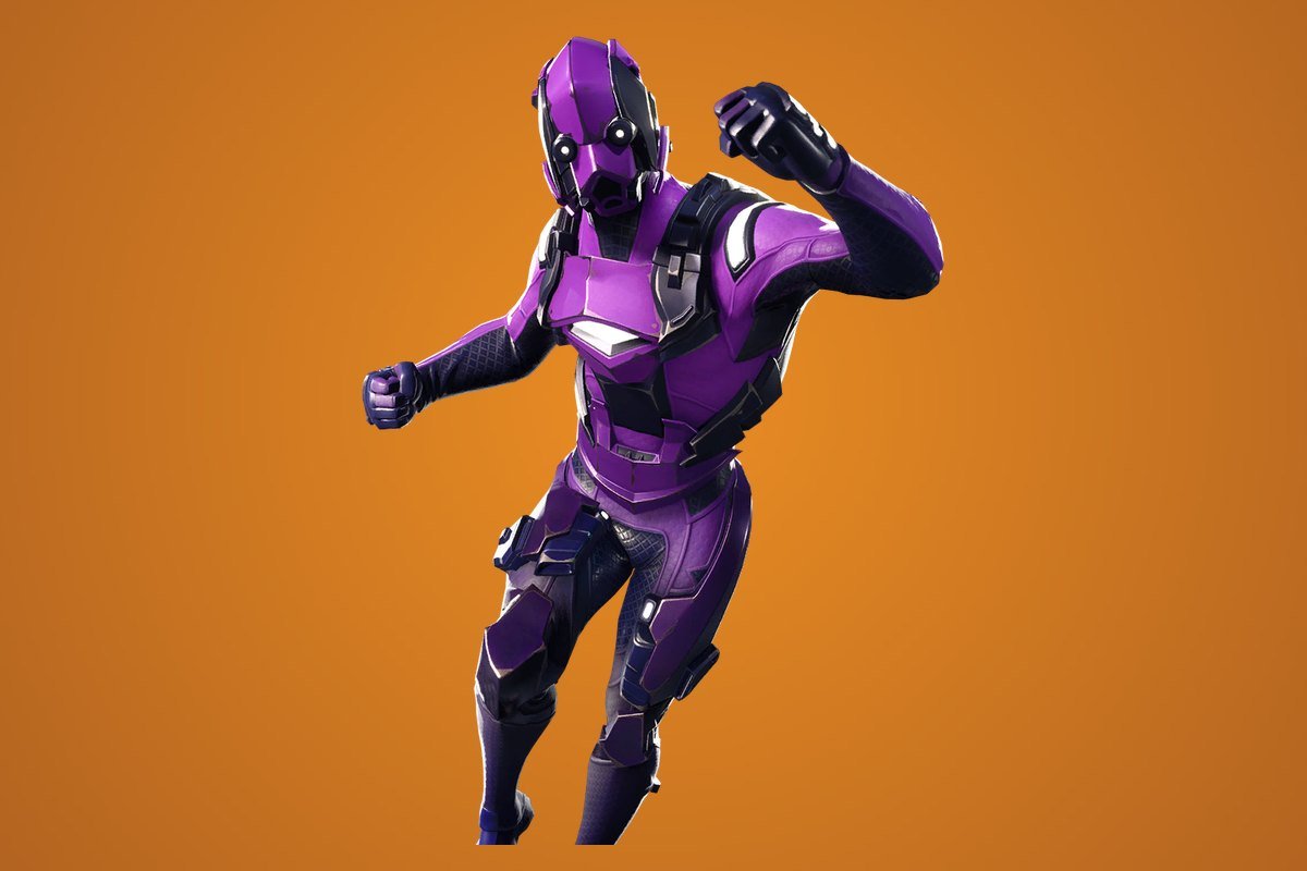 Dark Vertex Fortnite skin, a purple and black suit with a full helmet