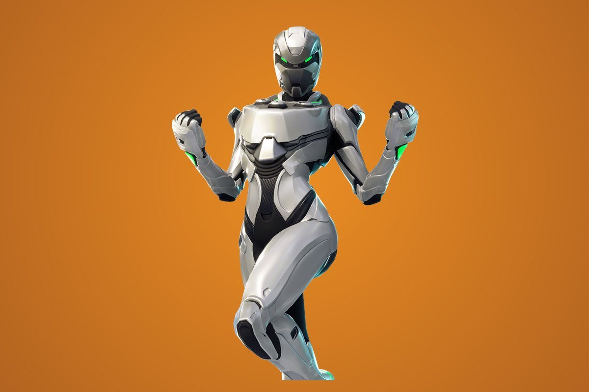 Eon Fortnite skin, a white and silver armoured suit