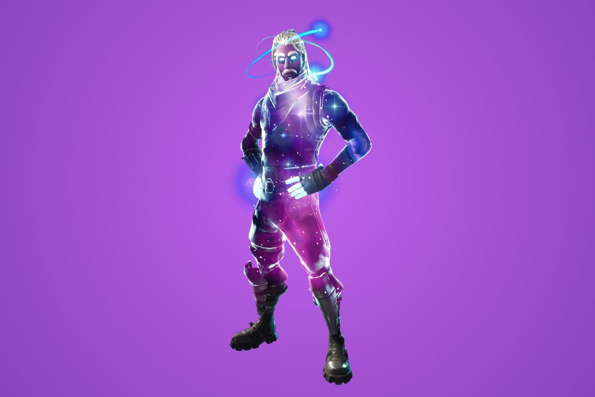Galaxy Fortnite skin, a figure covered in a purple and blue starfield pattern