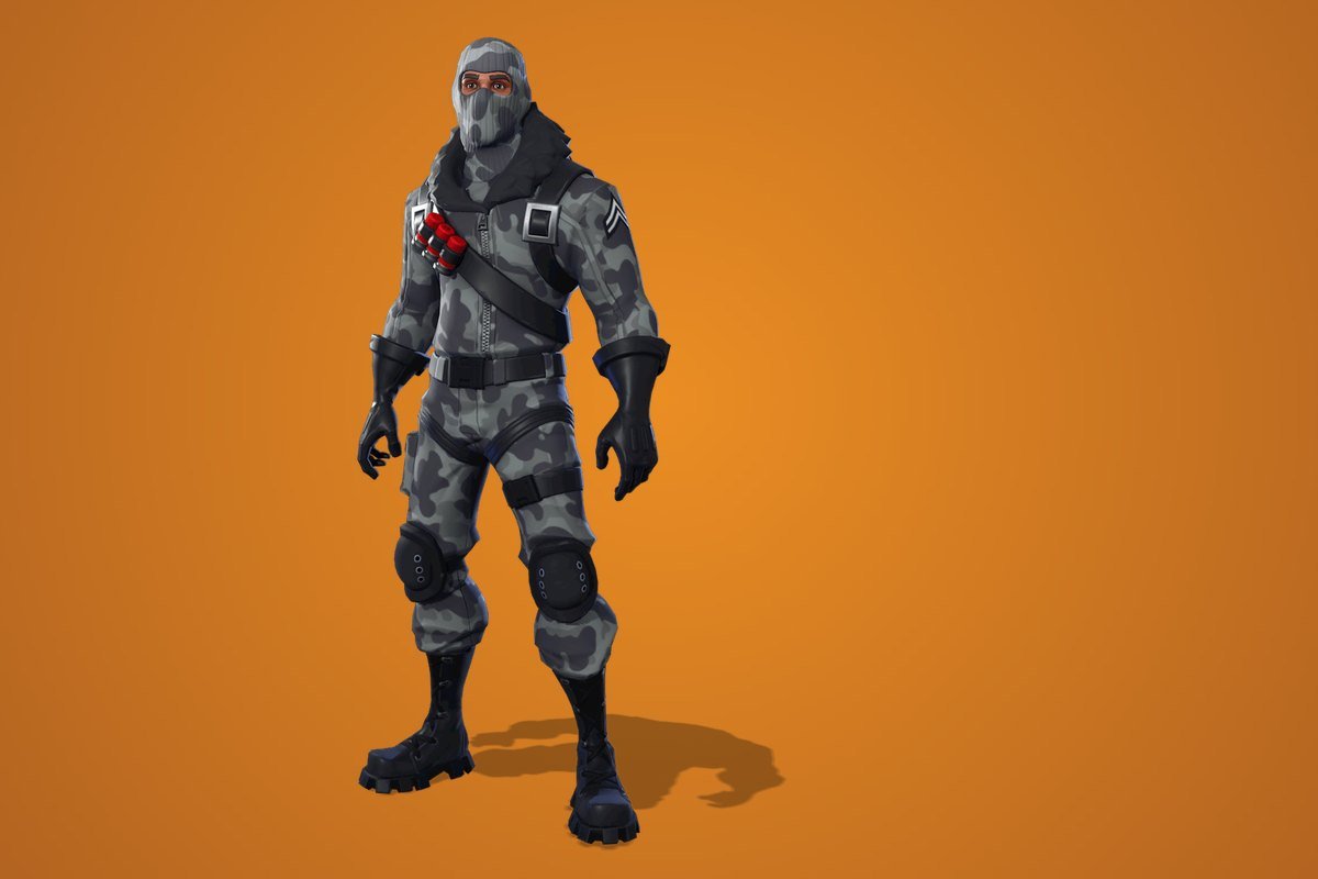 Havoc Fortnite skin in grey camouflage gear with a face mask