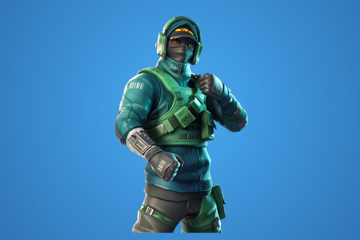 Reflex Fortnite skin in a green padded jacket with a headset