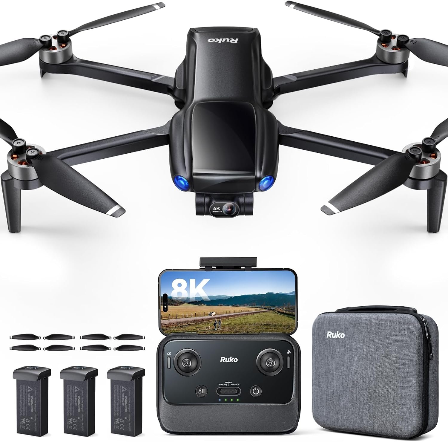 Ruko 4K video 8K photo camera drone with 3-axis gimbal