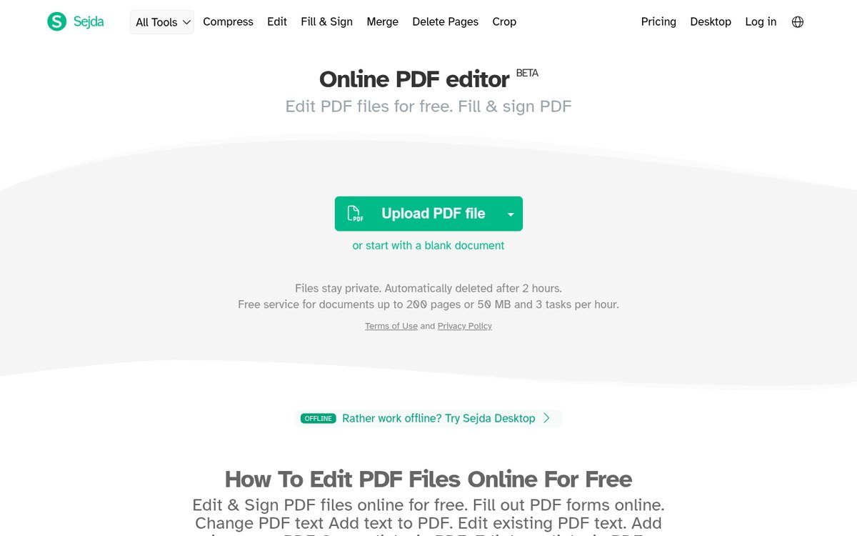 Sejda online PDF editor