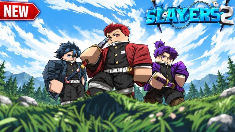 Slayers 2 artwork of three slayers in black uniforms standing in a grassy mountain meadow