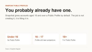 Diagram showing Snapchat Public Profile availability by age band