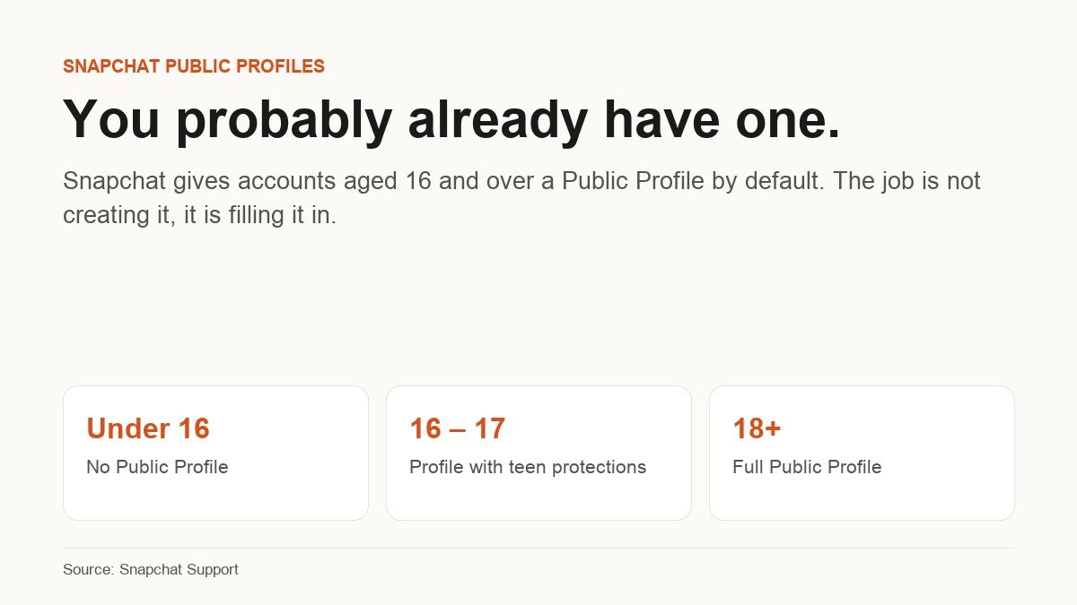 Diagram showing Snapchat Public Profile availability by age band