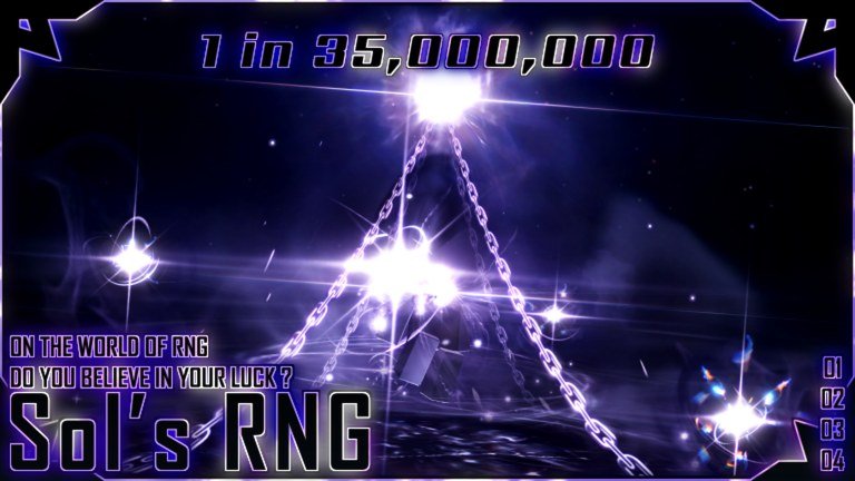 Sol&rsquo;s RNG screen showing a one in 35,000,000 aura in purple lightning