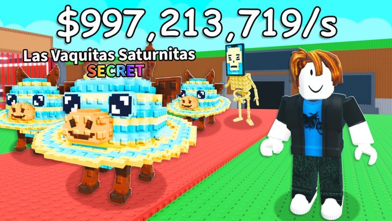 Steal a Brainrot artwork of a player beside a crowd of saucer-shaped secret brainrots under a huge per-second earnings counter