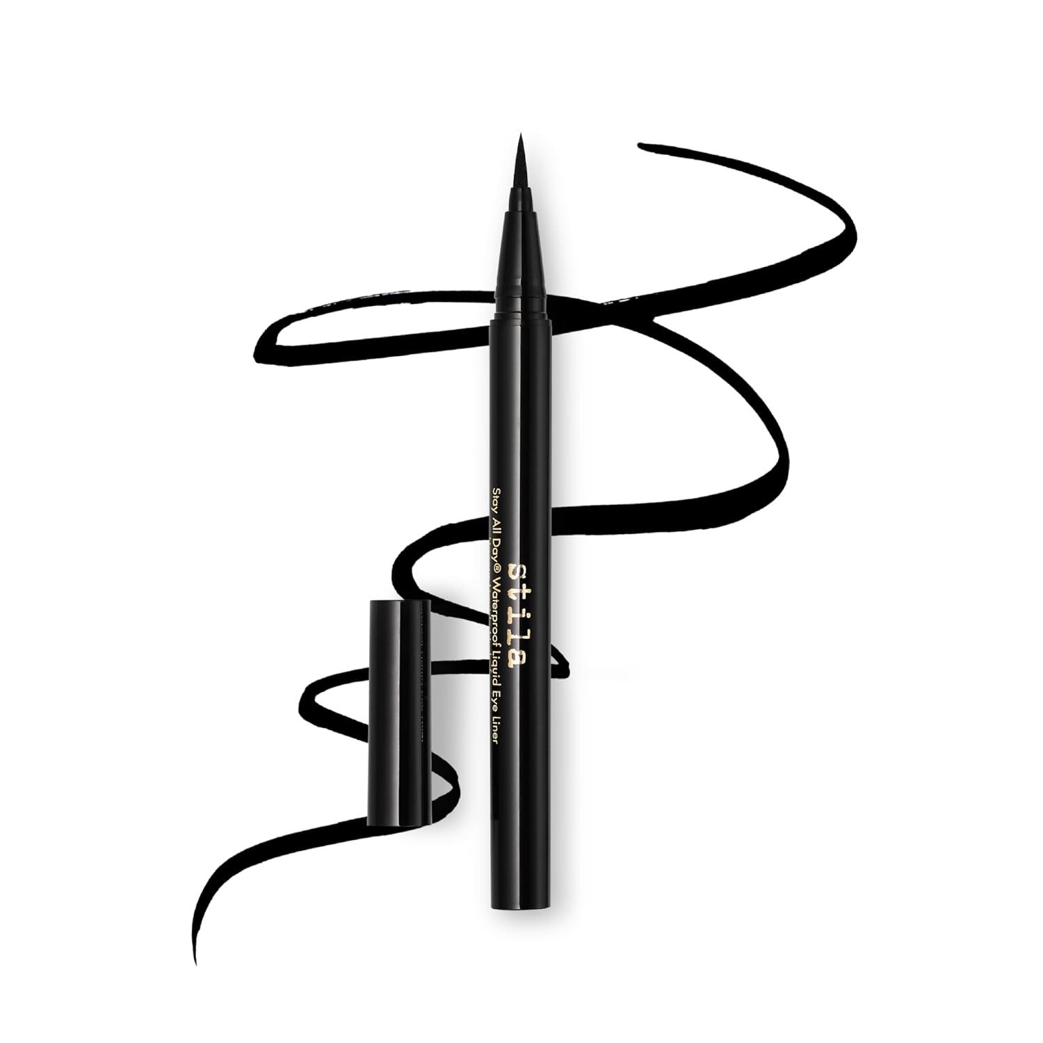 Stila Stay All Day Waterproof Liquid Eye Liner in Intense Black with a swatch