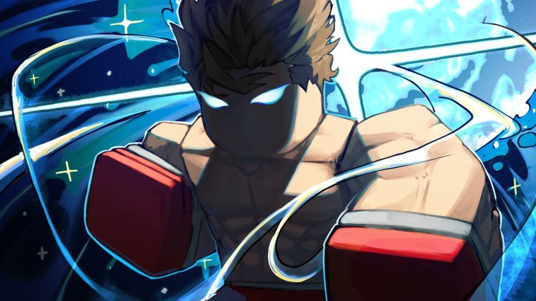 Untitled Boxing Game fighter surrounded by a blue fighting style aura