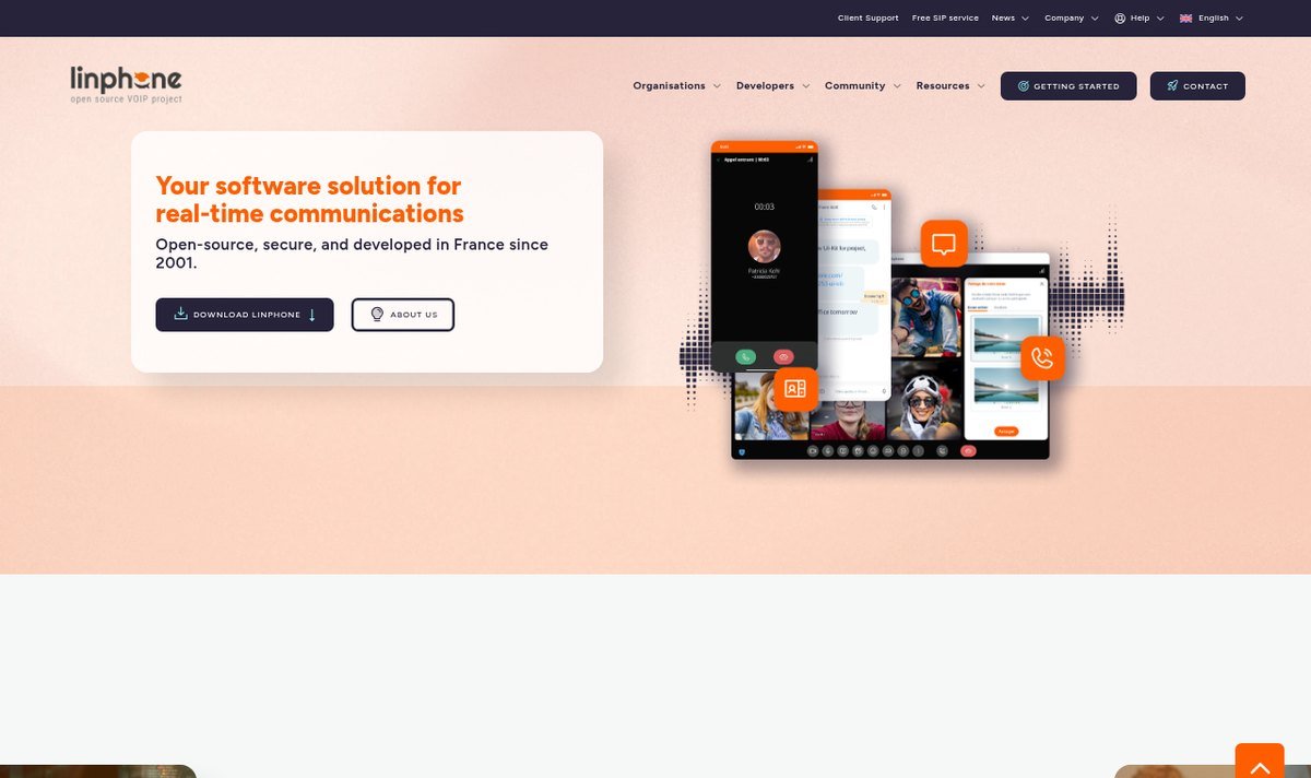 Linphone open source VoIP softphone