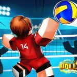 Volleyball Legends artwork of a player in a red number 14 jersey spiking in a packed stadium beside the game logo