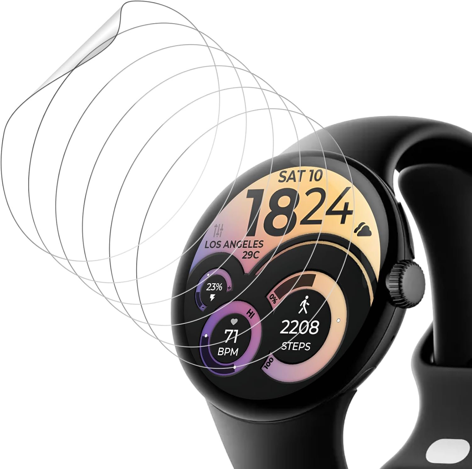 Six-pack of self-healing 3D wrap TPU screen protectors for the 45mm Google Pixel Watch 4