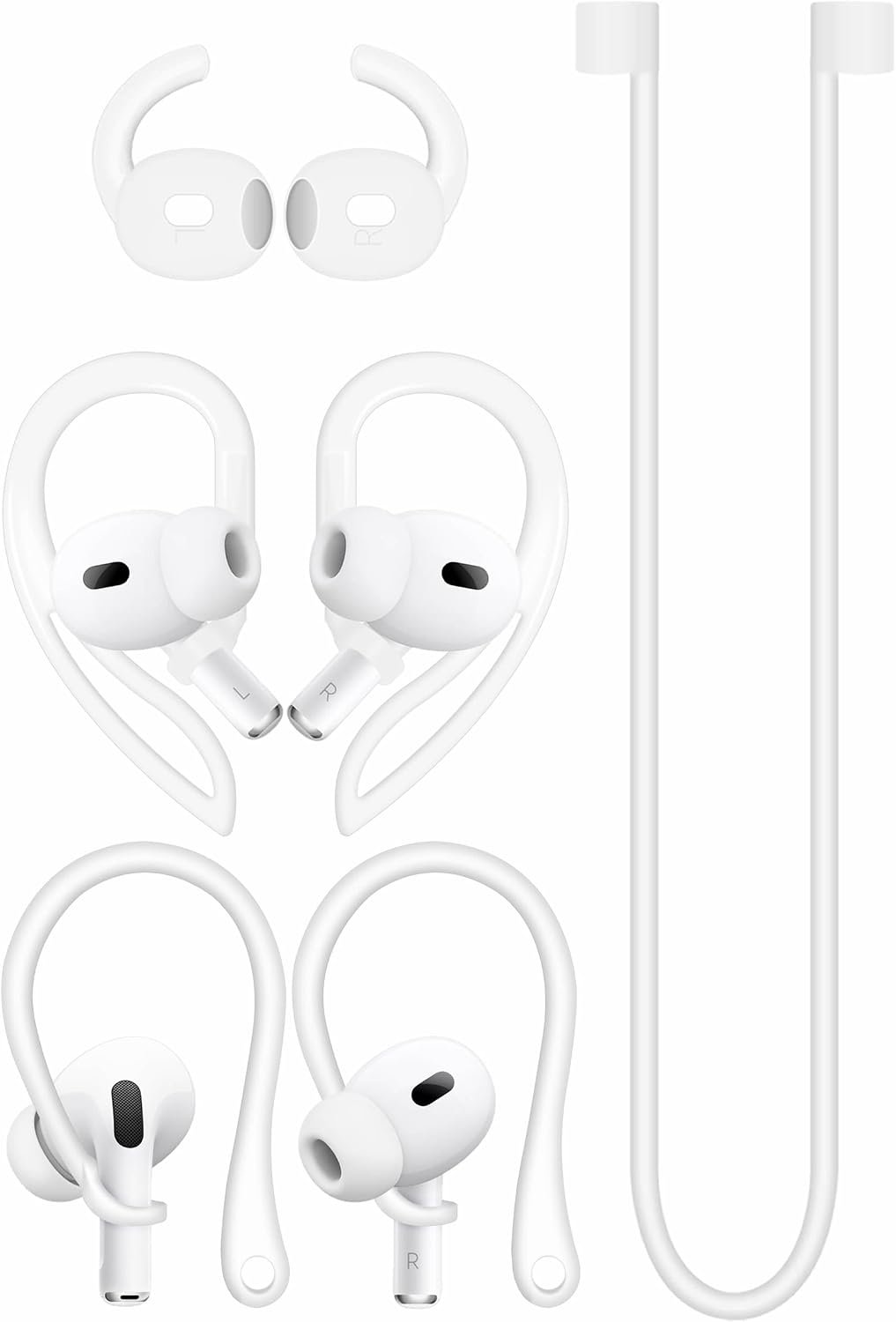 A-Focus Anti-Slip Set for AirPods Pro 2nd Silicone Adjustable Ear Hook Ergonomic Design Wings Wingtip Ear Tips Strap Spo