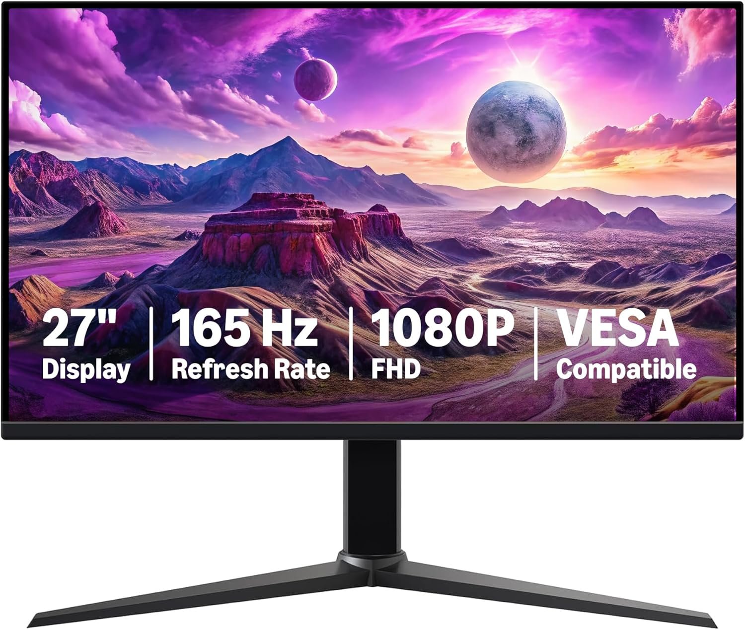 Amazon Basics 27-inch 1080p 165Hz gaming monitor with a slim stand