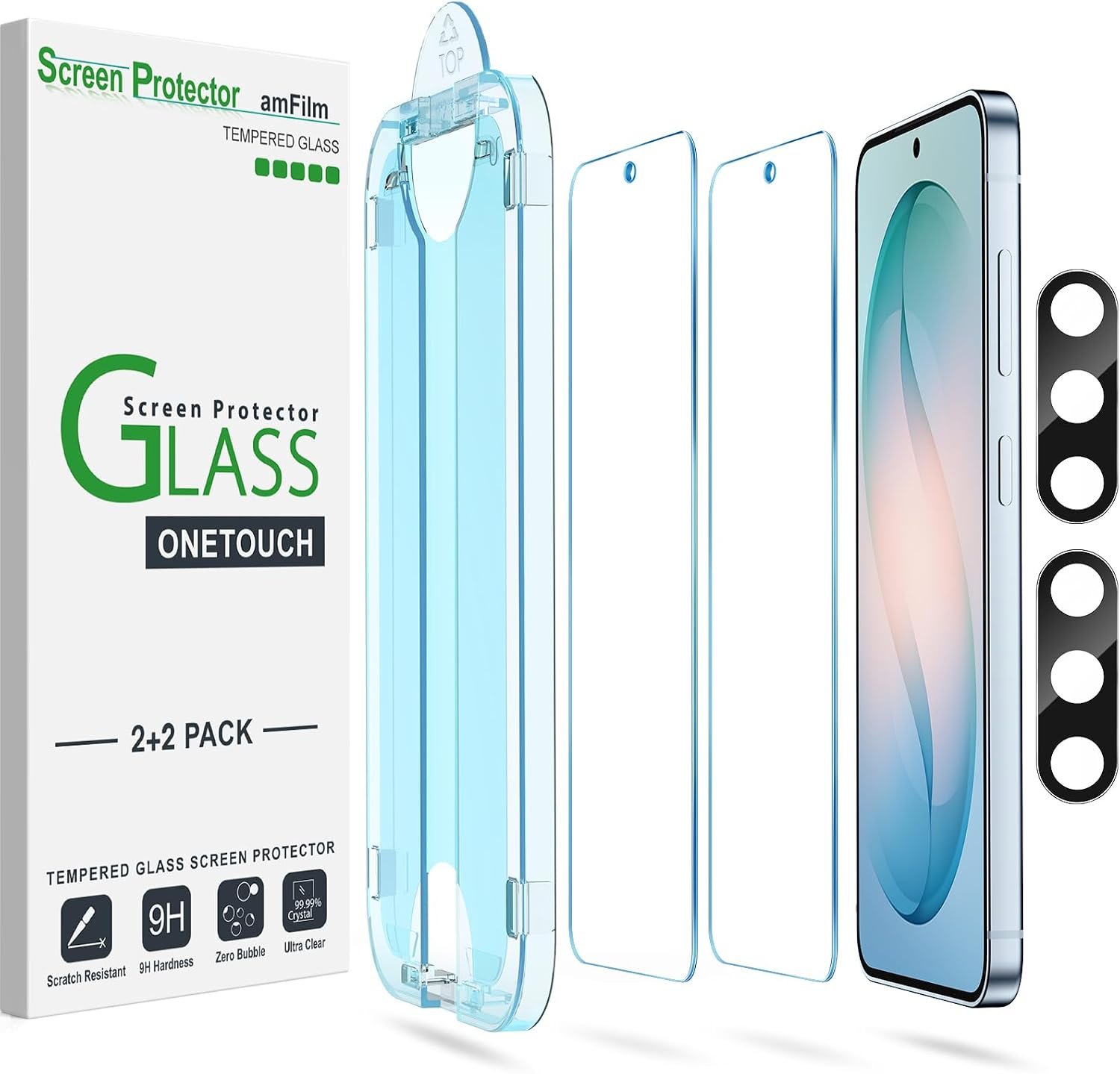 amFilm OneTouch tempered glass screen protector for the 6.3 inch Samsung Galaxy S26