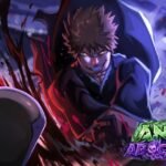 Anime Apocalypse logo artwork with a hero mid-attack on Roblox