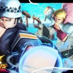 Two Anime Origins pirate units facing off above rough water