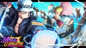 Two Anime Origins pirate units facing off above rough water