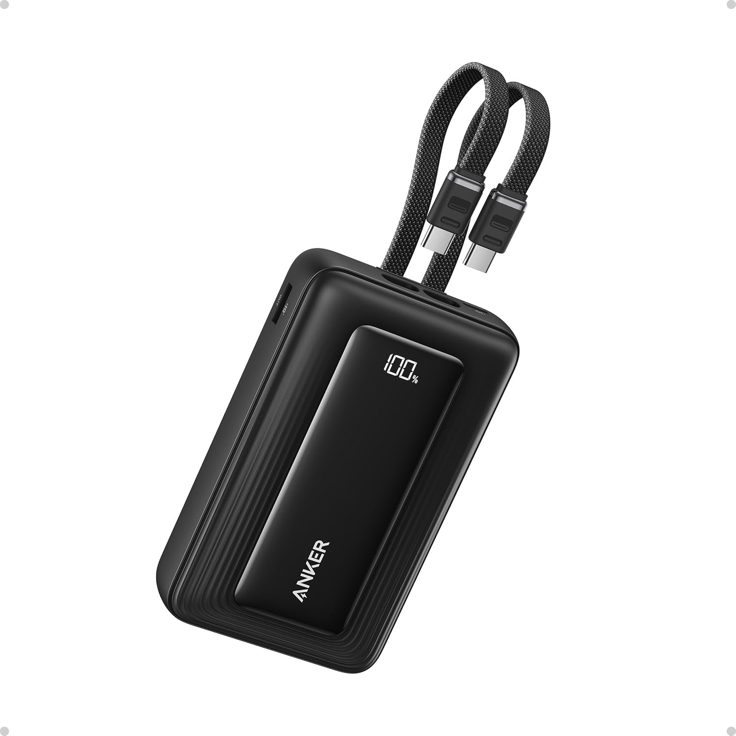 Anker 20,000mAh 45W power bank with two built-in USB-C cables