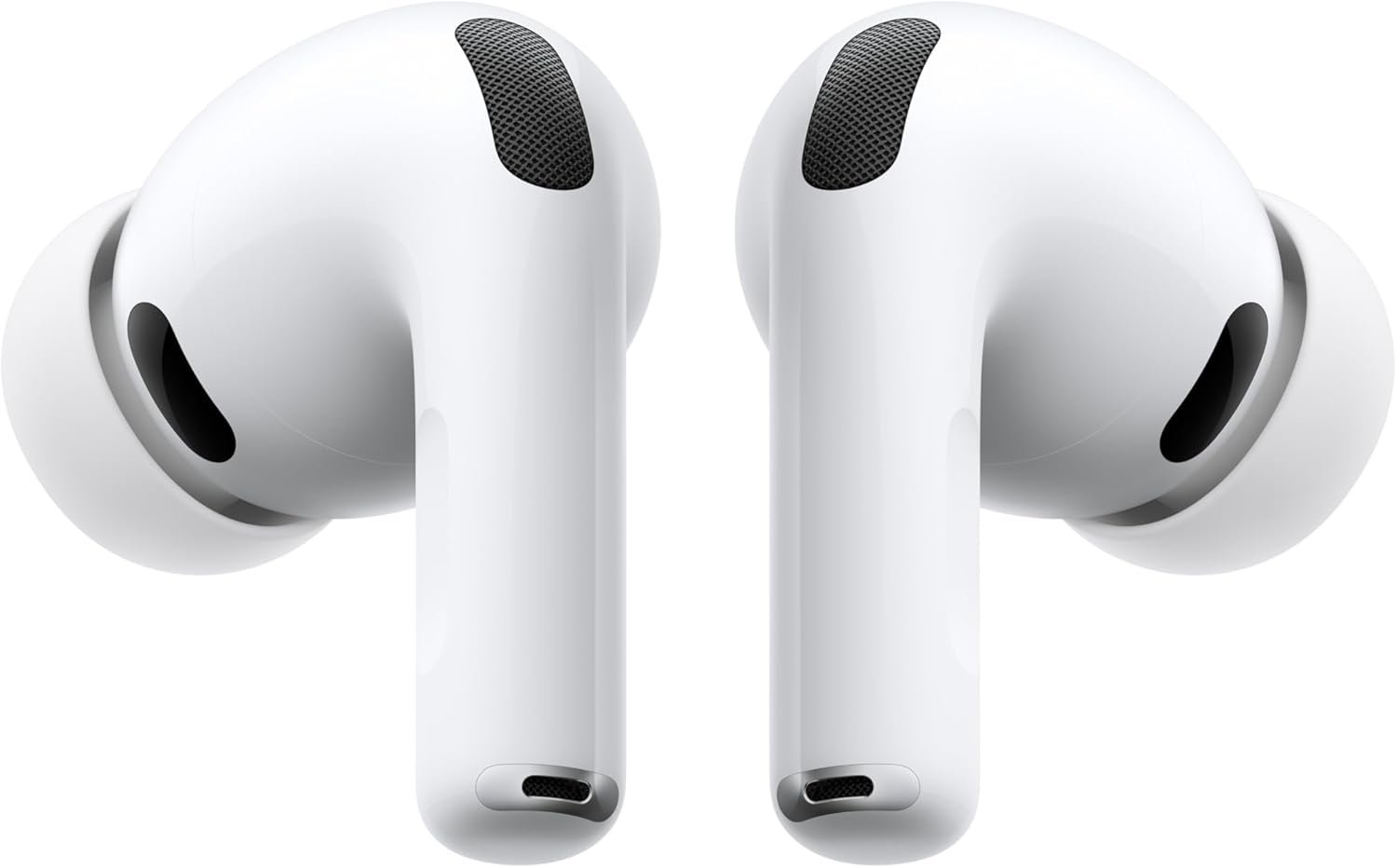 Apple AirPods Pro 3 wireless earbuds in white beside their USB-C charging case