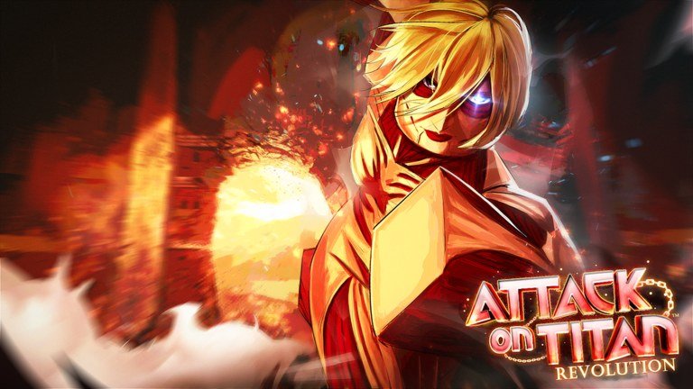 Attack on Titan Revolution artwork of a titan looming over a walled city