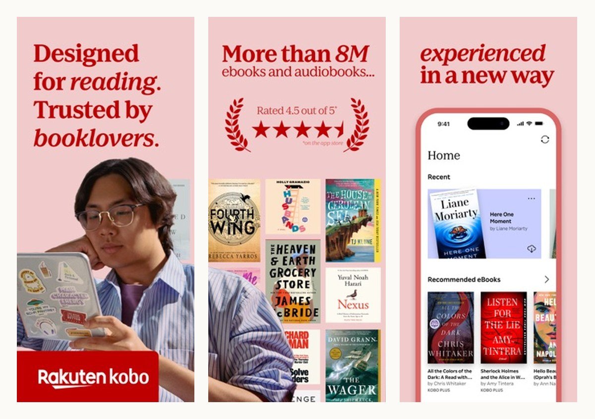 Kobo Plus Listen audiobook app screens