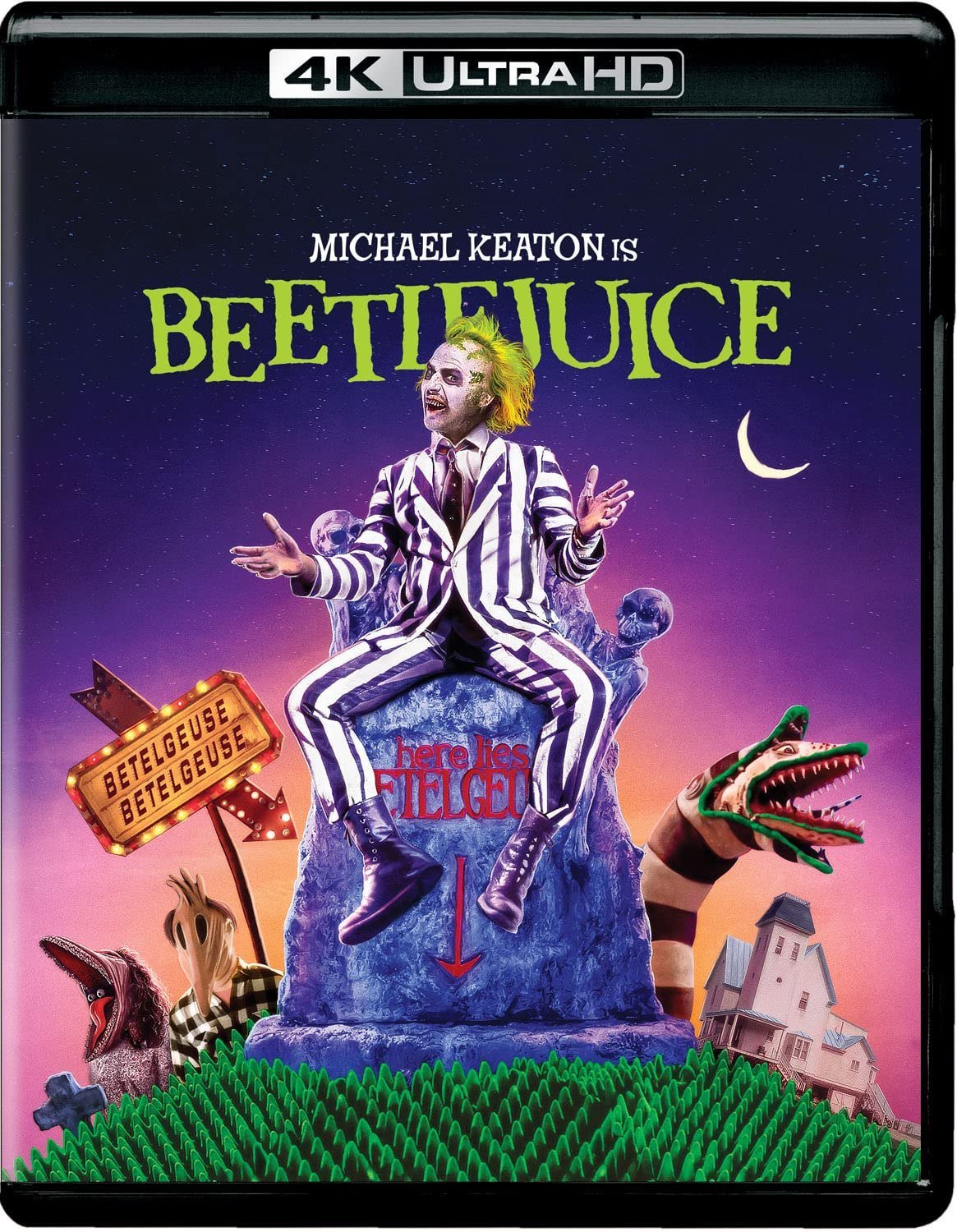 Beetlejuice 4K Ultra HD case with Michael Keaton in a striped suit