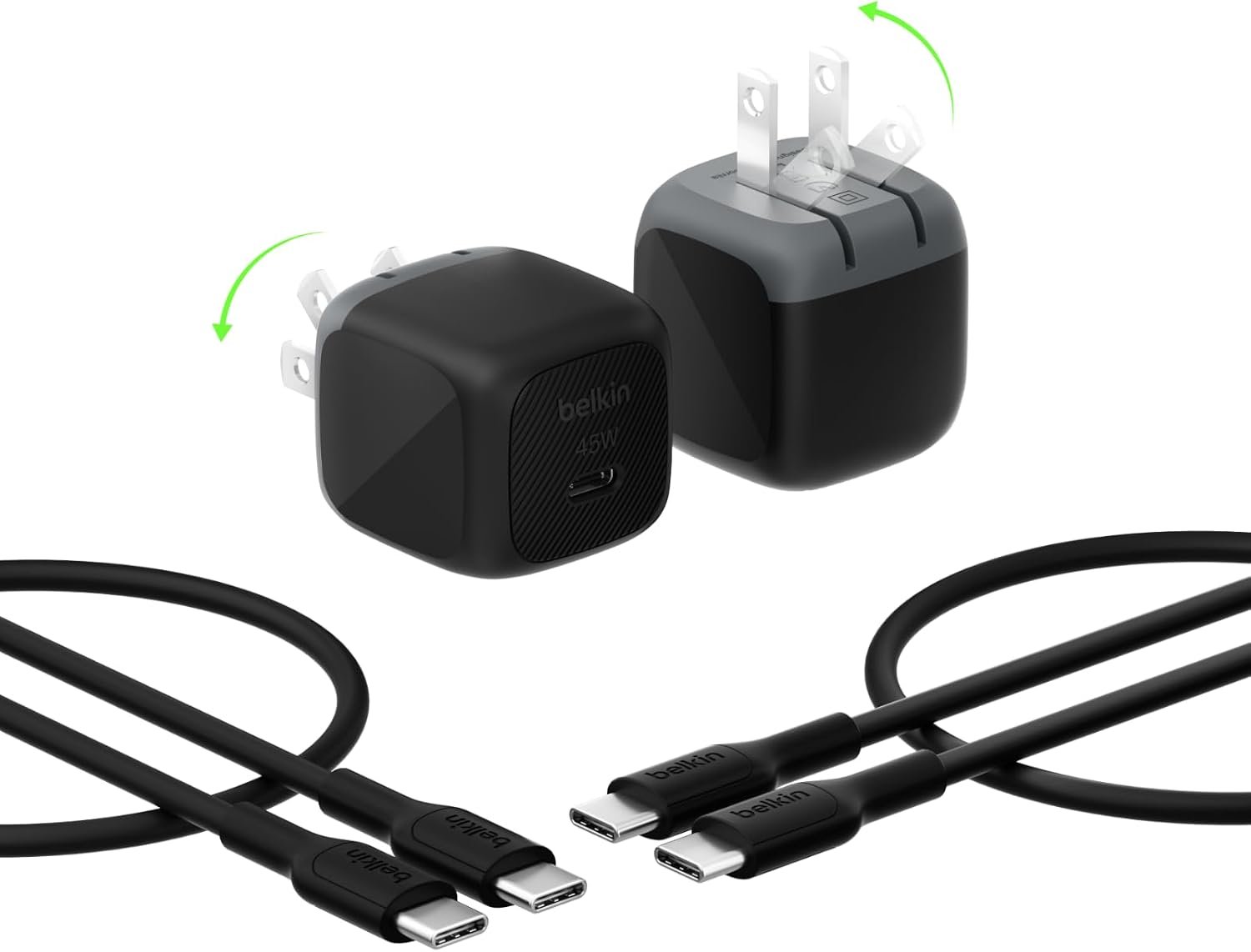 Belkin 45W compact USB-C charger block two-pack for travel