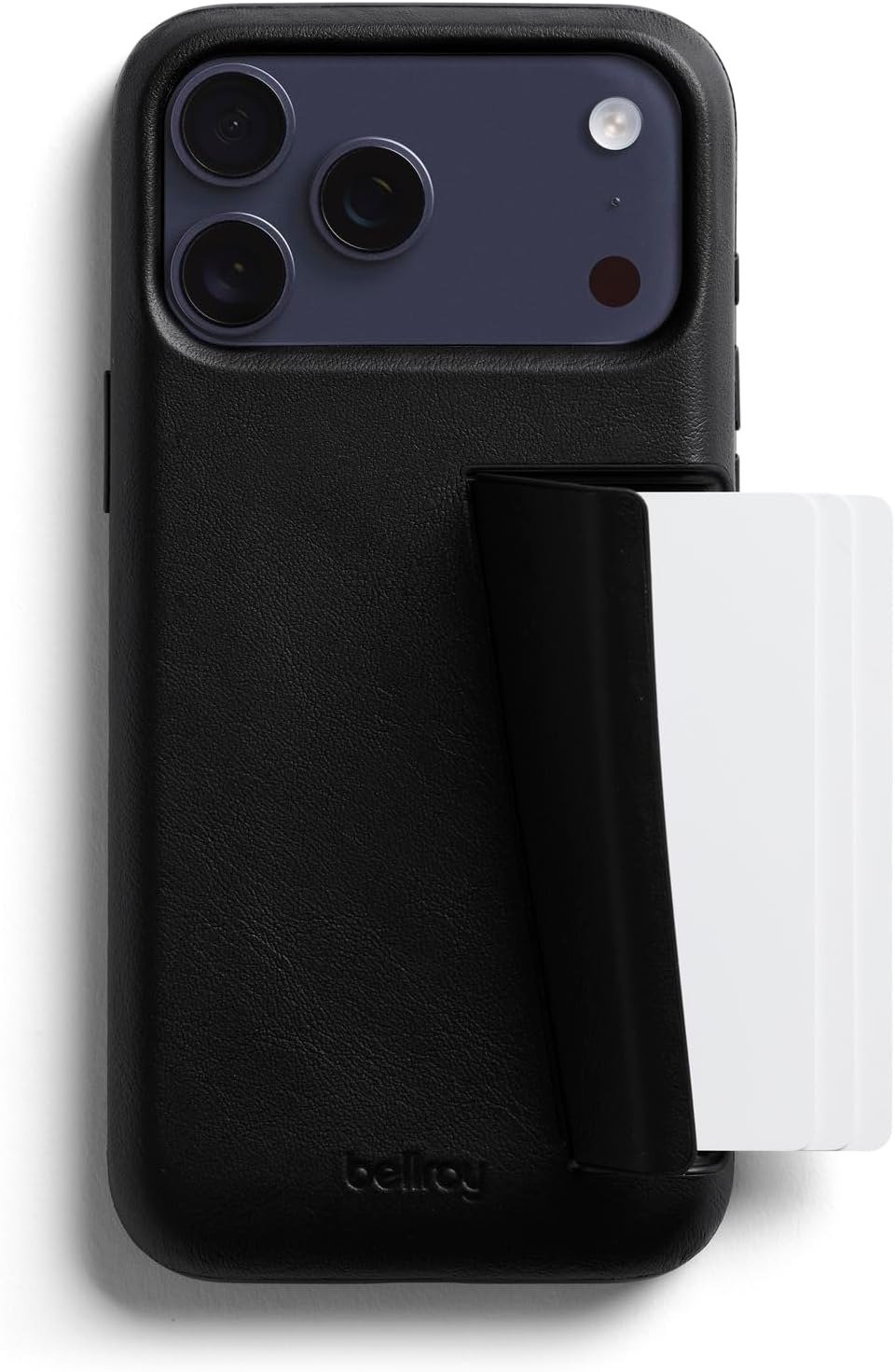Bellroy 3 Card leather wallet case for iPhone 17 Pro Max in black