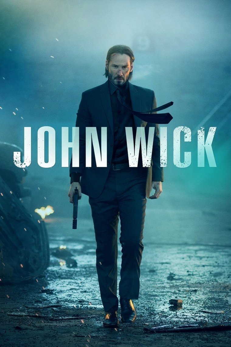 John Wick poster showing Keanu Reeves in a dark suit holding a pistol