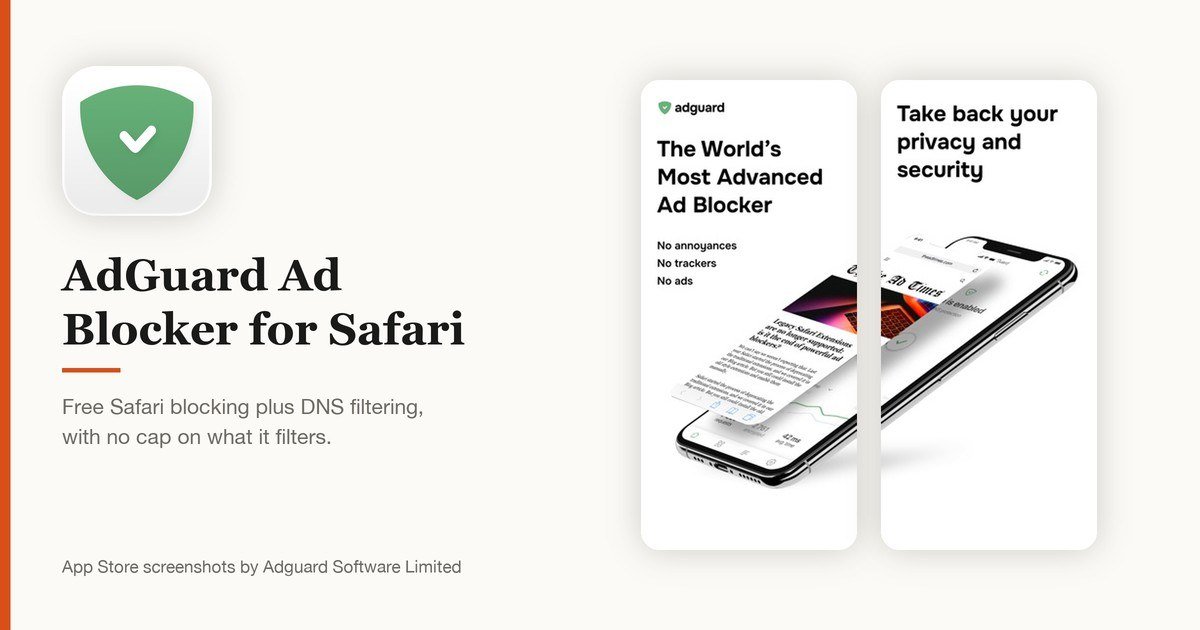 AdGuard Ad Blocker for Safari app icon and App Store screenshots