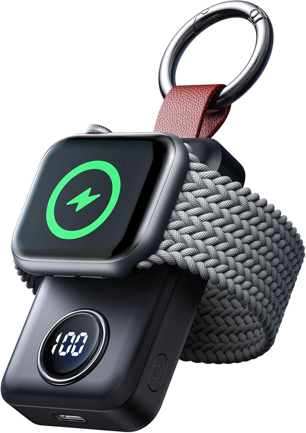 JOYROOM keychain Apple Watch charger with a digital battery display
