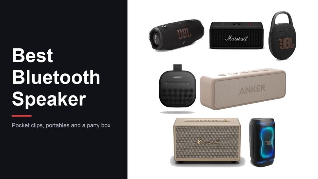 Best bluetooth speaker lineup: JBL Charge 6, Marshall Emberton III and Acton III, JBL Clip 5, Bose and Anker speakers