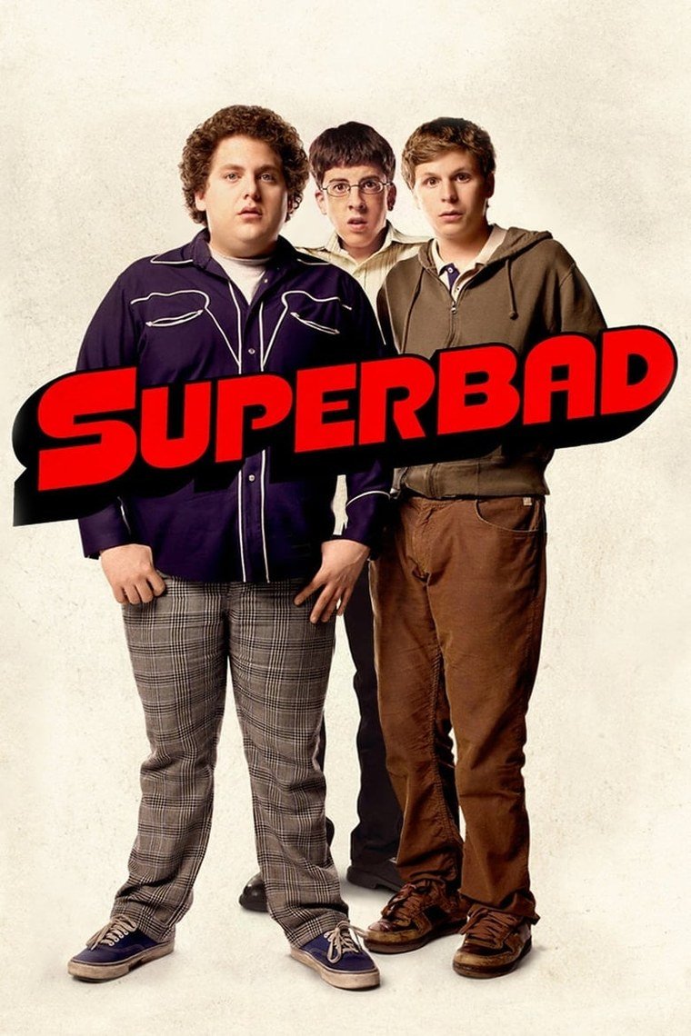 Superbad poster showing two teenage boys against a plain orange background