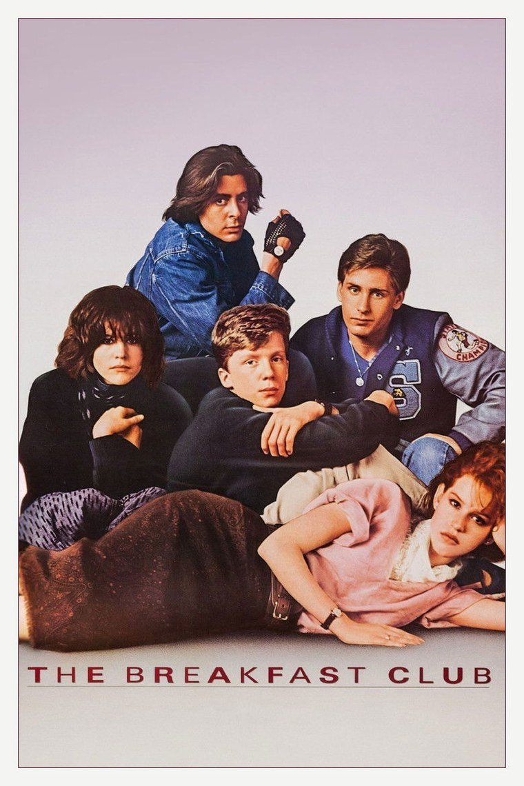 The Breakfast Club poster showing five students seated against a grey wall