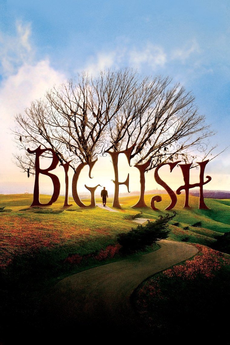 Big Fish poster showing a man in a field of yellow daffodils at dusk