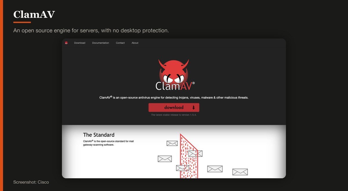 ClamAV shown on the Cisco page
