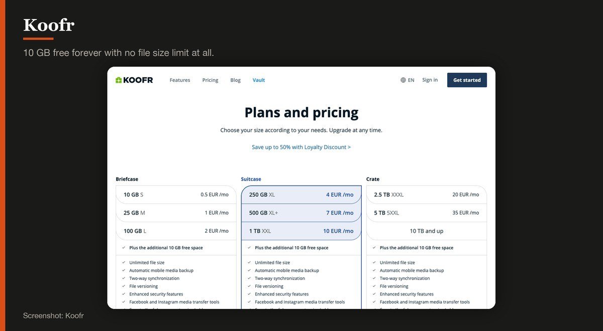 Koofr shown on the Koofr page