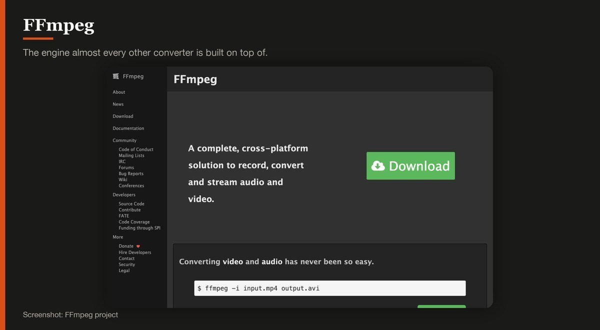 FFmpeg shown on the FFmpeg project page