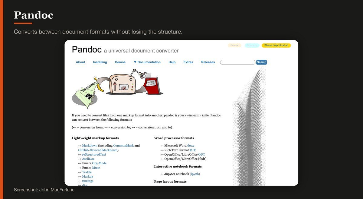 Pandoc shown on the John MacFarlane page